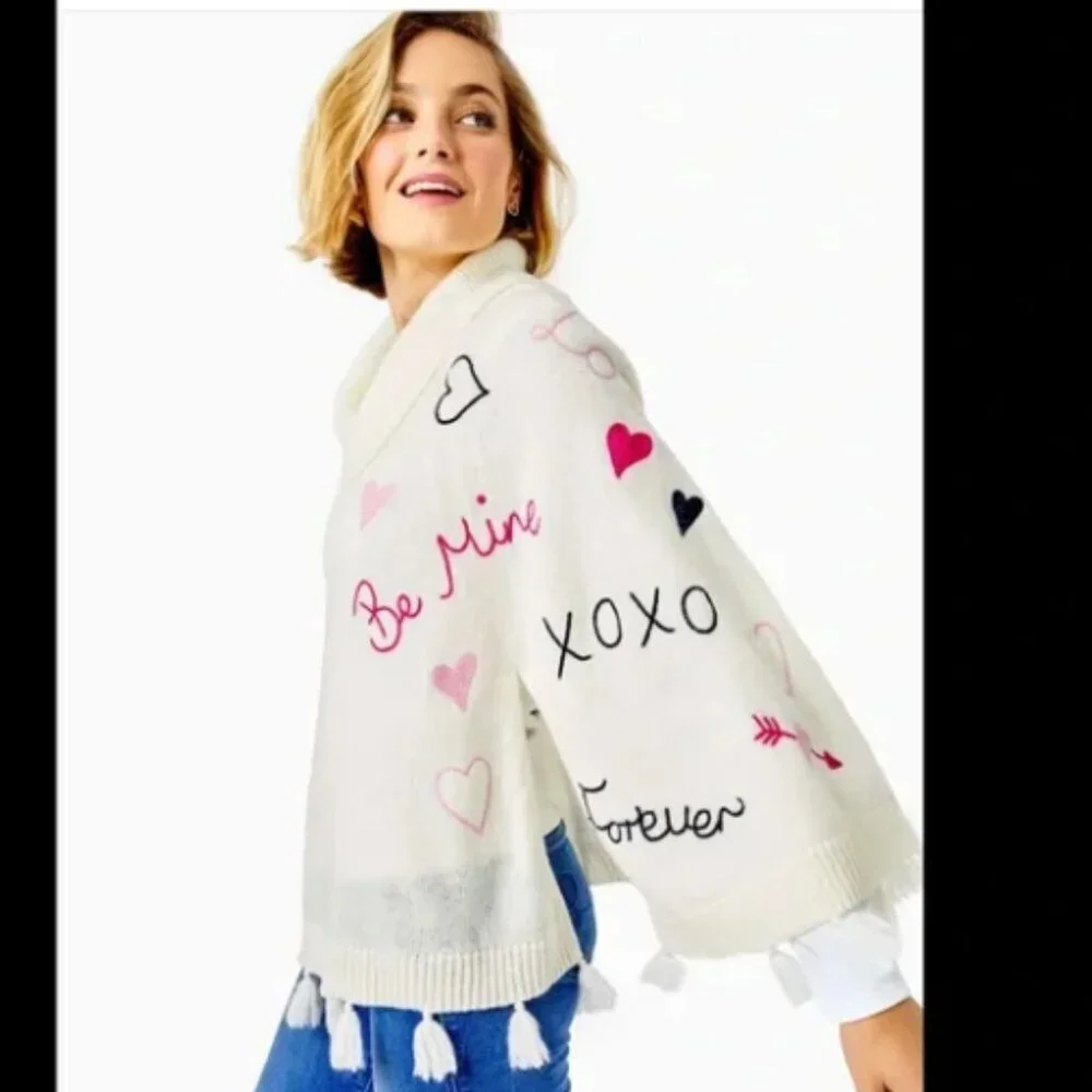 Lilly Pulitzer Kip Wrap Poncho Coconut Love Toss small/medium - Picture 4 of 10